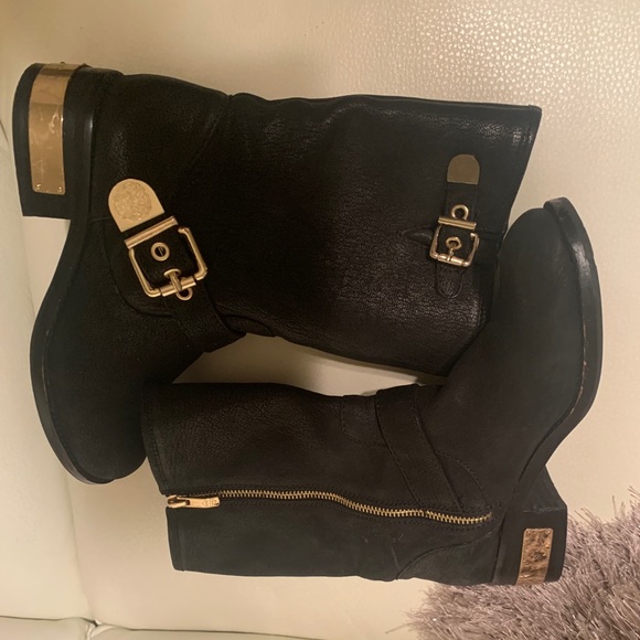 Vince Camuto Black leather moto boot - Picture 1 of 7